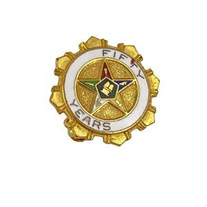 Eastern Star 50 Years Membership Lapel Pin Gold-Tone